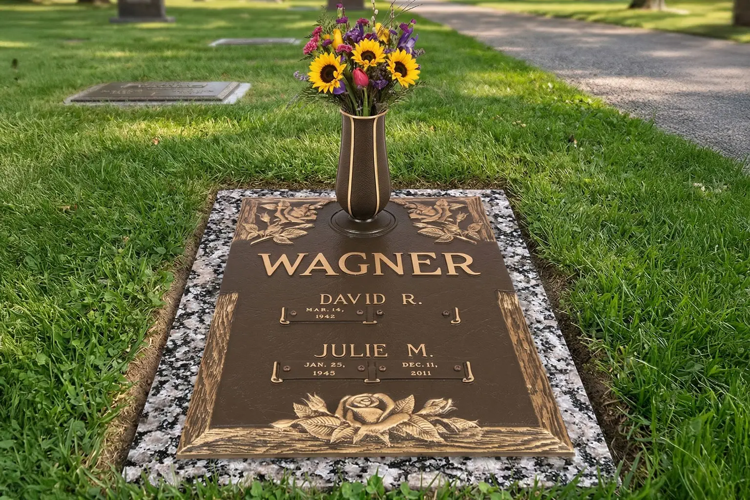WMFBDI-01 Flat Bronze Memorial Marker for double Interment