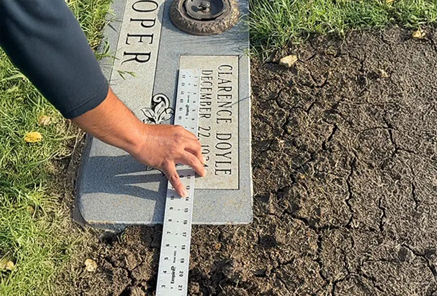 a cemetery on site memorial engraving project