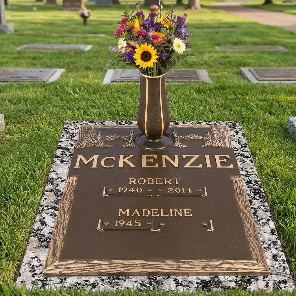 worthington monuments - bronze double interment flat marker